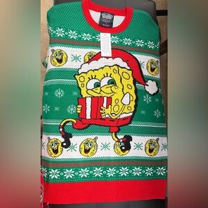 SpongeBob SquarePants Green, Red, White Holiday Knit Top